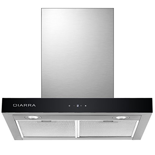 CIARRA CBCS6102 Campanas Extractora 60cm 550 m³/h 100W - Control Táctil - 3 Velocidades - Evacuación al Exterior y Recirculación Interna por Filtro de Carbón CBCF003 - Acero Inoxidable Plata