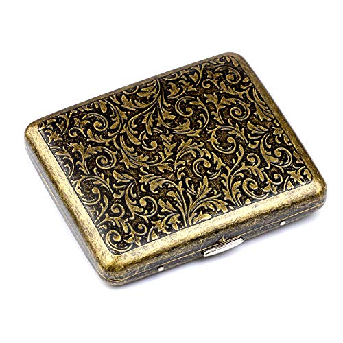 Cigarette Case Vintage, Portatil Caja de Cigarrillos Metal para Cigarrillos Tabaco Cigarrillos Pitilleras para Hombre y Mujer, para 20 Cigarrillos Elegante y Resistente a la Humedad con Caja de Regalo