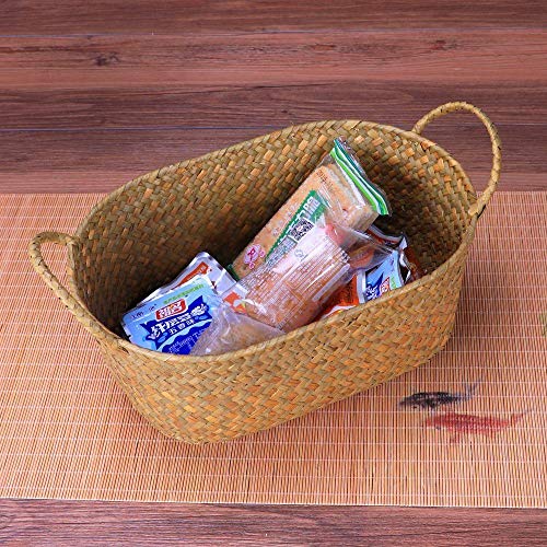 Cikuso Cesta de Almacenamiento de Tejido de Mimbre para La Cocina Plato de Frutas Hechas A Mano Picnic Comida Hogaza Pan Miscelánea Contenedor de Neatening Caja Peque？o