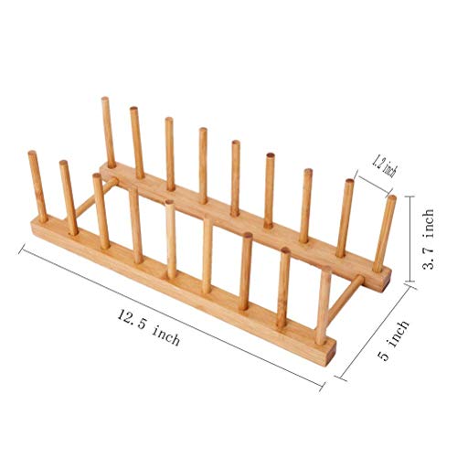 Cikuso Organizador Sostenedor de Almacenamiento Escurridor Soporte Estante de Secado para Tabla de Cortar Tapa Olla Libro Vaso Tazón Plato de Bambú Cocina Gabinete (Mantener Seco)