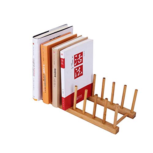 Cikuso Organizador Sostenedor de Almacenamiento Escurridor Soporte Estante de Secado para Tabla de Cortar Tapa Olla Libro Vaso Tazón Plato de Bambú Cocina Gabinete (Mantener Seco)
