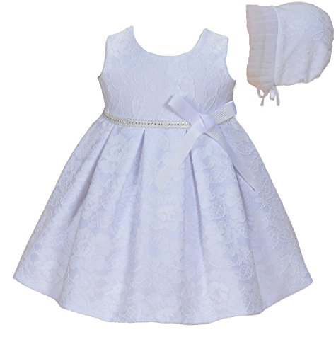 Cinda Bebé niñas Bautizo Fiesta Vestido de Encaje con bonete Blanco con Bolero 3-6 Meses