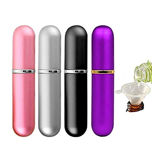 CINEEN 4PCS Atomizador Perfume Recargable Botellas de Atomizador de Perfume Botella de Spray Vacía Viaje Atomizador + 1 Embudo