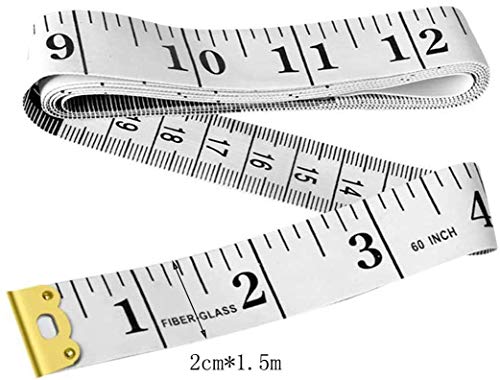 Cinta métrica de costura regla de medición de tela suave para pecho ANG circunferencia de la cintura, 60 pulgadas/150 cm blanco