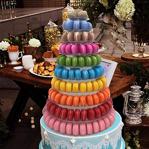 circulor Macaron TowerTorre Macaron, 10 Niveles De Torre Redonda Macaron Soporte De Exhibición De Pastel para Decoración De Cumpleaños De Boda