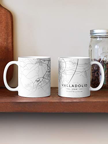 City Valladolid Streets Spain Town Street Village Map La Mejor Taza de café de cerámica Blanca de 11 oz