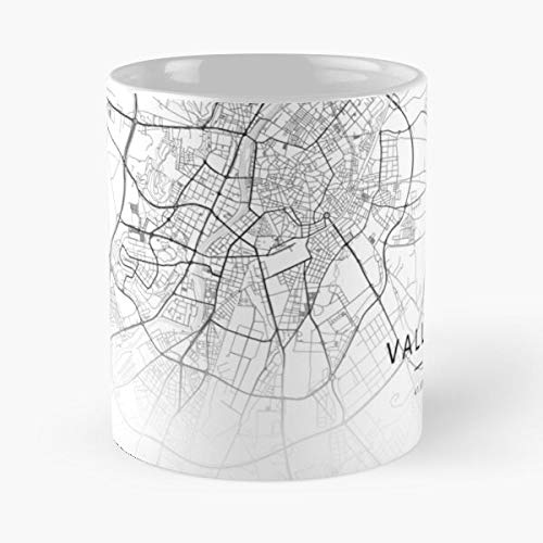 City Valladolid Streets Spain Town Street Village Map La Mejor Taza de café de cerámica Blanca de 11 oz