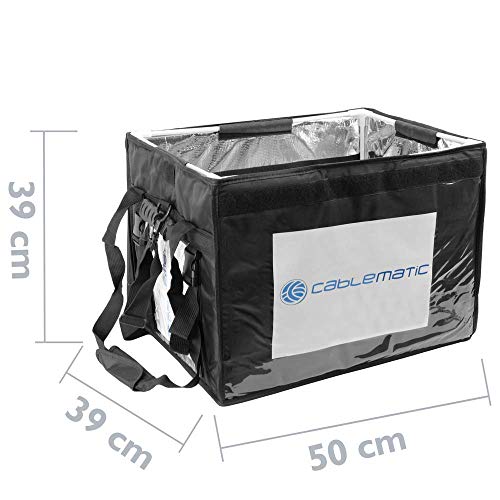 CityBAG - Bolsa isotérmica para Entrega de Pedidos de Comida en Moto y Bicicleta Negra 50 x 39 x 39 cm.