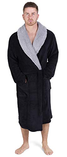 CityComfort Albornoz Hombre súper Suave para Hombre (XL, Negro con Sherpa Contraste)