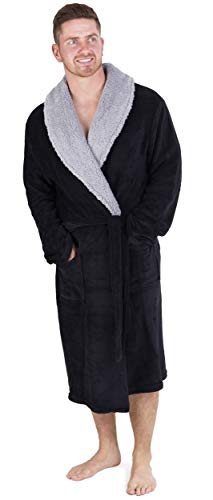 CityComfort Albornoz Hombre súper Suave para Hombre (XL, Negro con Sherpa Contraste)