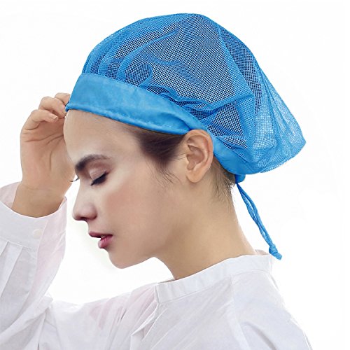 Cityelf Gorro de Cocinero Ajustable Sombrero para cocinar y restaurante Gorra para trabajo patissier cocina red de sombrero Mujer blanco (azul 1)