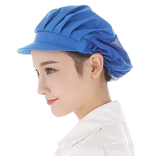 Cityelf Gorro de Cocinero Ajustable Sombrero para cocinar y restaurante Gorra para trabajo patissier cocina red de sombrero Mujer blanco (azul 3)