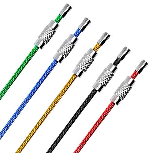 CKANDAY 30 Piezas Llaveros de Alambre de Metal de Acero Inoxidable con Nylon Revestimiento, Cable de 2 mm con Conector para Senderismo Etiquetas de identificación de Equipaje -3 tamaños 4"6" 7.8"