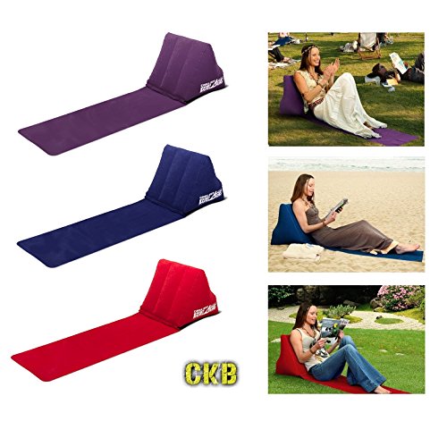 CKB LTD® Chill out Portable Travel Inflatable Lounger with Wedge Shape del Asiento Amortiguador Trasero Soporte Pillow Silla de Lumbar Camping y Festivales (Red)