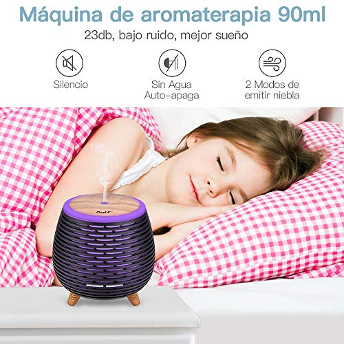 Ckeyin Humidificador Electrico，Humidificador Aceites Esenciales，Silencio, Lámpara de 7 Colores, 2 Modos de Pulverización, Apagado Automático, Hogar, Dormitorio, Decoración de Interiores…