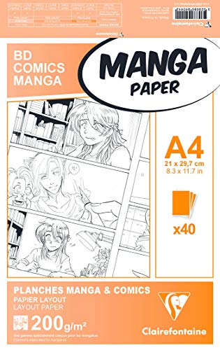 Clairefontaine Manga BD/Comic-Bloc de Notas (A4, 200 g), Color Liso, Papel, Blanco