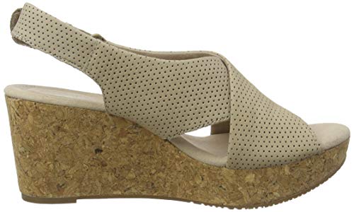 Clarks Annadel Parker, Sandalias de Talón Abierto para Mujer, Beige (Sand Suede Sand Suede), 38 EU