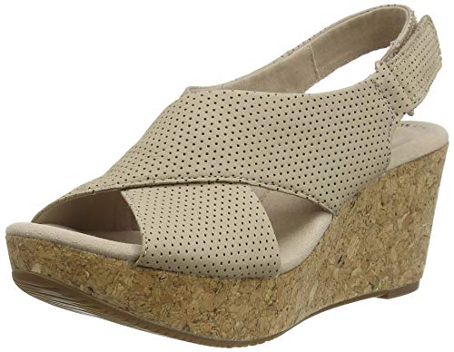 Clarks Annadel Parker, Sandalias de Talón Abierto para Mujer, Beige (Sand Suede Sand Suede), 38 EU