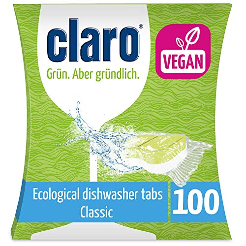 CLARO Classic XXL - 100 Pastillas Ecológicas Sin Fosfatos Para Lavavajillas - Capsulas Detergente con Membrana Disoluble en Agua