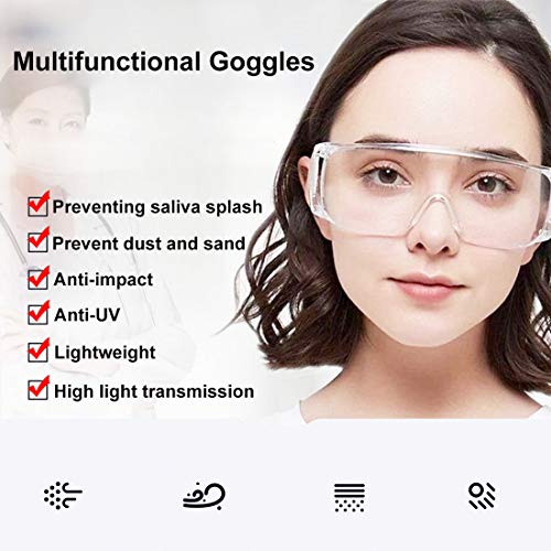 Claro Seguridad Lentes Personal Protector Equipo Transparente Adulto Encima Los anteojos Gafas de protección por Construcción, Laboratorio, Clase de quimica, con Lentes Bolso