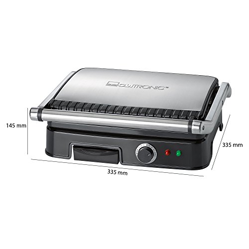 Clatronic KG 3487 Grill de Asar con Tapa Basculante, 2000 W, Acero Inoxidable