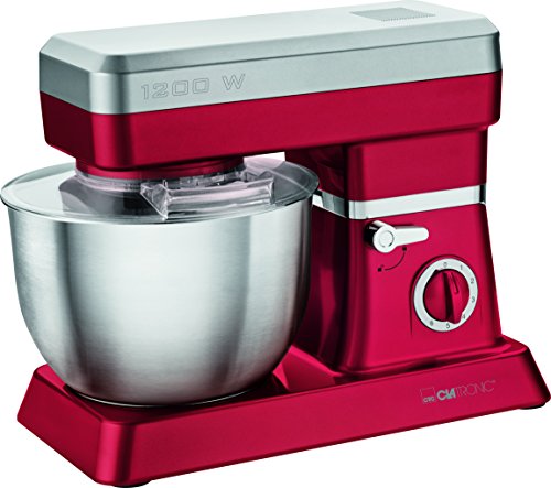 Clatronic KM 3630 Batidora amasadora para repostería, 1200 W, 6.3 litros, Aluminio, 8 Velocidades, Rojo