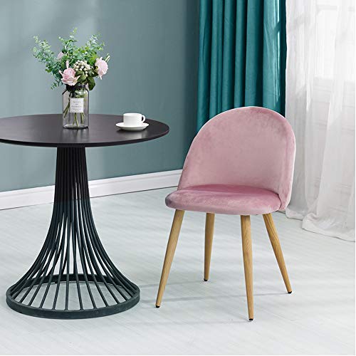 CLIPOP Juego de 2 sillas de Comedor tapizadas de Terciopelo con Respaldo y Patas de Transferencia de Metal para sillas de Comedor, salón y Dormitorio, Tela de Terciopelo, Rosa, 46 × 46 ×77 cm