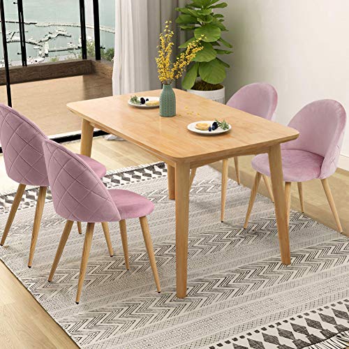 CLIPOP Juego de 2 sillas de Comedor tapizadas de Terciopelo con Respaldo y Patas de Transferencia de Metal para sillas de Comedor, salón y Dormitorio, Tela de Terciopelo, Rosa, 46 × 46 ×77 cm