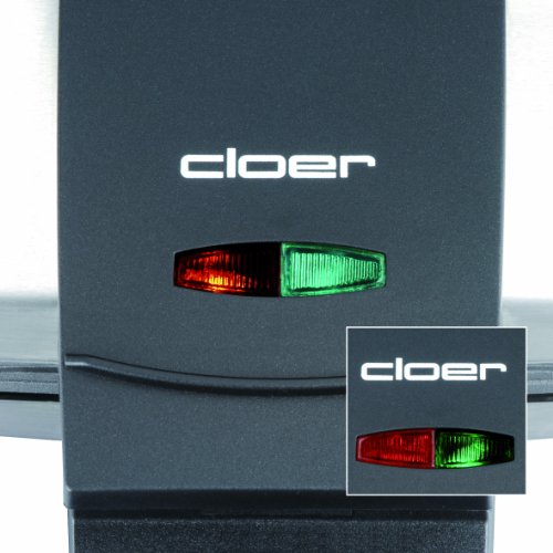 Cloer 6235 Sandwichera, 930 W, 230 MB/s, Acero inoxidable, 245 x 220 x 90 mm, Plata/Negro