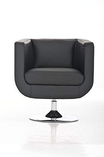 CLP Butaca de Salón Colorado V2 en Cuero PU | Silla Diseño Retro I Sillón Giratorio con Base Metálica | Silla Estilo Lounge Acolchada I Color: Negro