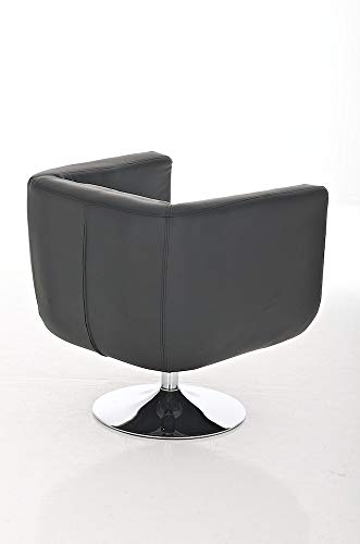 CLP Butaca de Salón Colorado V2 en Cuero PU | Silla Diseño Retro I Sillón Giratorio con Base Metálica | Silla Estilo Lounge Acolchada I Color: Negro