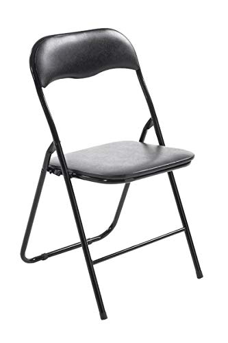 CLP Silla De Conferencia Felix con Estructura de Metal I Silla para Academias Plegable I Silla Plegable con Respaldo & Sin Reposabrazos I Color: Negro/Negro