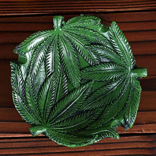 CNDY Cenicero de Hoja de árbol Bar Verde Restaurante Mobiliario Retro Sala de Estar Mesa de café Cenicero de Resina Cenicero Regalos para Amigos (L16cm * W13cm * H4cm)