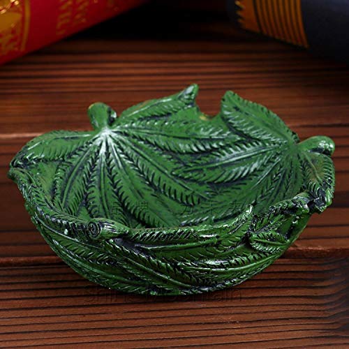 CNDY Cenicero de Hoja de árbol Bar Verde Restaurante Mobiliario Retro Sala de Estar Mesa de café Cenicero de Resina Cenicero Regalos para Amigos (L16cm * W13cm * H4cm)