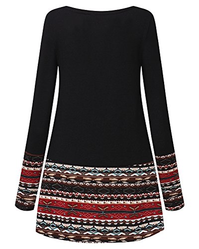 CNFIO Mujer Vestido Cuello Redondo Manga Larga Plus Tamaño Tops Moda Jersey Punto Mujer Invierno