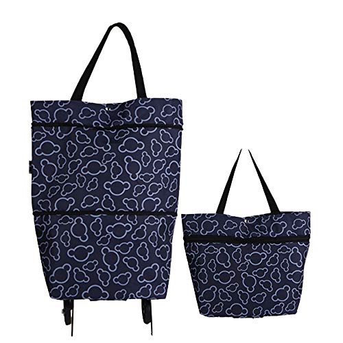 CNSSKJ - Bolsa de la compra plegable con ruedas, bolsa plegable con ruedas para mujer, carrito de la compra reutilizable, bolsa de alta capacidad #7306 32x14.5x55cm negro