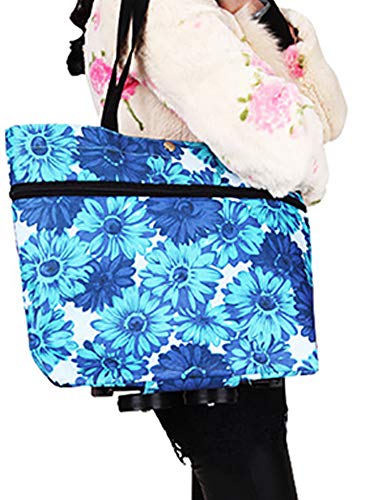 CNSSKJ - Bolsa de la compra plegable con ruedas, bolsa plegable con ruedas para mujer, carrito de la compra reutilizable, bolsa de alta capacidad #7306 azul