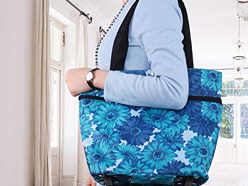 CNSSKJ - Bolsa de la compra plegable con ruedas, bolsa plegable con ruedas para mujer, carrito de la compra reutilizable, bolsa de alta capacidad #7306 azul