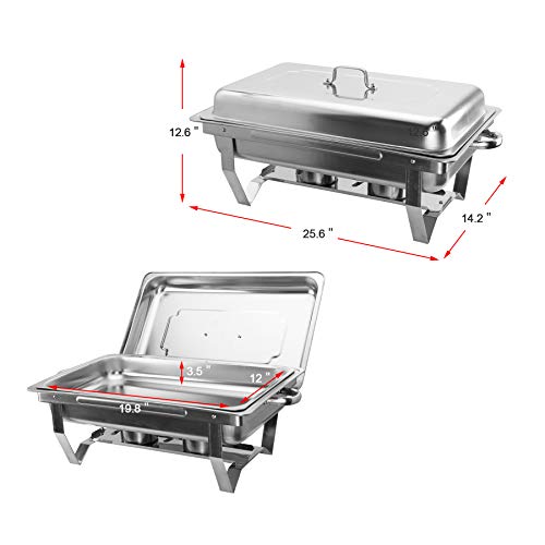 CO-Z 6 PCS Platos de Frotamiento 9L / 8Q Calentador de Buffet Acero Inoxidable Plato de Frotamiento Plegable Chafing Dish para Calentar Alimentos para Bufé, Fiesta, Banquetes