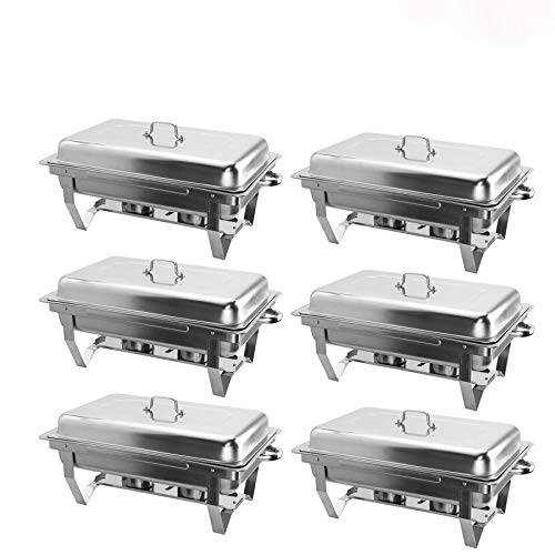 CO-Z 6 PCS Platos de Frotamiento 9L / 8Q Calentador de Buffet Acero Inoxidable Plato de Frotamiento Plegable Chafing Dish para Calentar Alimentos para Bufé, Fiesta, Banquetes