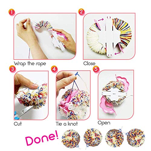 Coardor Pompón Hacedor Hacer Pompones de Lana Pom Pom Maker 4 Tamaños Pelusa Herramienta Para Aguja Tejedor Tejido DIY Pequeño a Grande Pompoms Artesanía Doll haciendo Kits-Hilado de Knitting Craft T