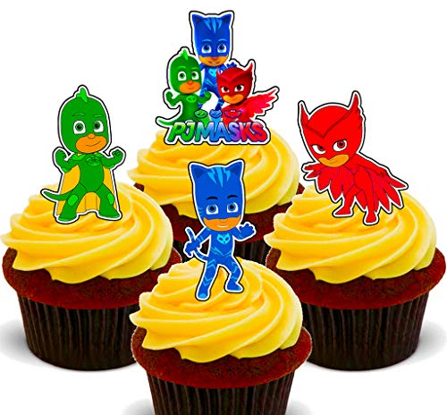 Cobertura de oblea comestible para cupcakes, con forma de personajes de PJ Masks, Pack de 24