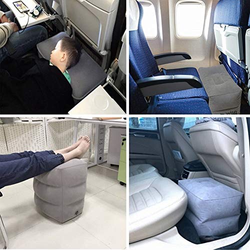 Coche Almohada Almohada de Viaje Inflable del pie del cojín Ajustable Vuelo niños durmiendo en Reposo Almohadilla en el avión de Coche for niños Footreast autobús Pierna Pad (Color : Navy)