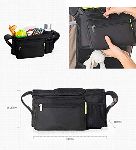 Cochecito de bebé Organizador, Bolsos Carro Bebé Universal Gran Capacidad Bolsas Almacenamiento y Organización para Silla de Paseo, Negro