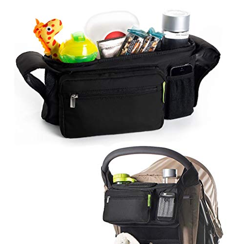 Cochecito de bebé Organizador, Bolsos Carro Bebé Universal Gran Capacidad Bolsas Almacenamiento y Organización para Silla de Paseo, Negro