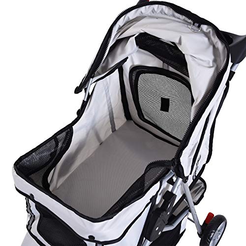 Cochecito Plegable Mascotas 75x45x97cm Perros Gatos Carrito Ruedas Giran 360º Gris