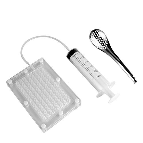 Cocina Colador Con una cuchara de cocina molecular Gadgets de cocina Accesorios Colador Coladores Coladores Caviar acrílico 96 hoyos filtro Caja de alimentos