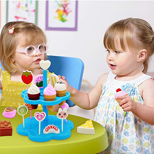 Cocina Set Comida Juguete Fiesta Cumpleaños Infantil Helados Juguete Juego de Roles - DIY Postres y Helado de Imaginación Set para niños 3 años (32 Pcs )