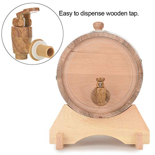 Cocoarm Barril de Madera de Roble Barriles de Vino Dispensador de Vinos para Añejamiento de Licores y Vino (5 litros)