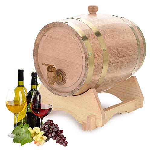 Cocoarm Barril de Madera de Roble Barriles de Vino Dispensador de Vinos para Añejamiento de Licores y Vino (5 litros)